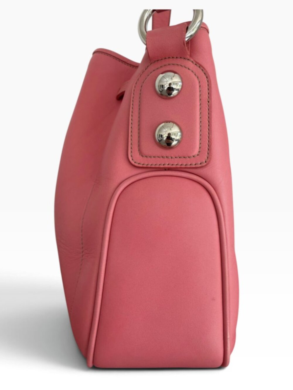 Bally Ciffra Coral Pink Leather Shoulder Bag Lock Key Clochette Made in Italy - Picture 3 of 14